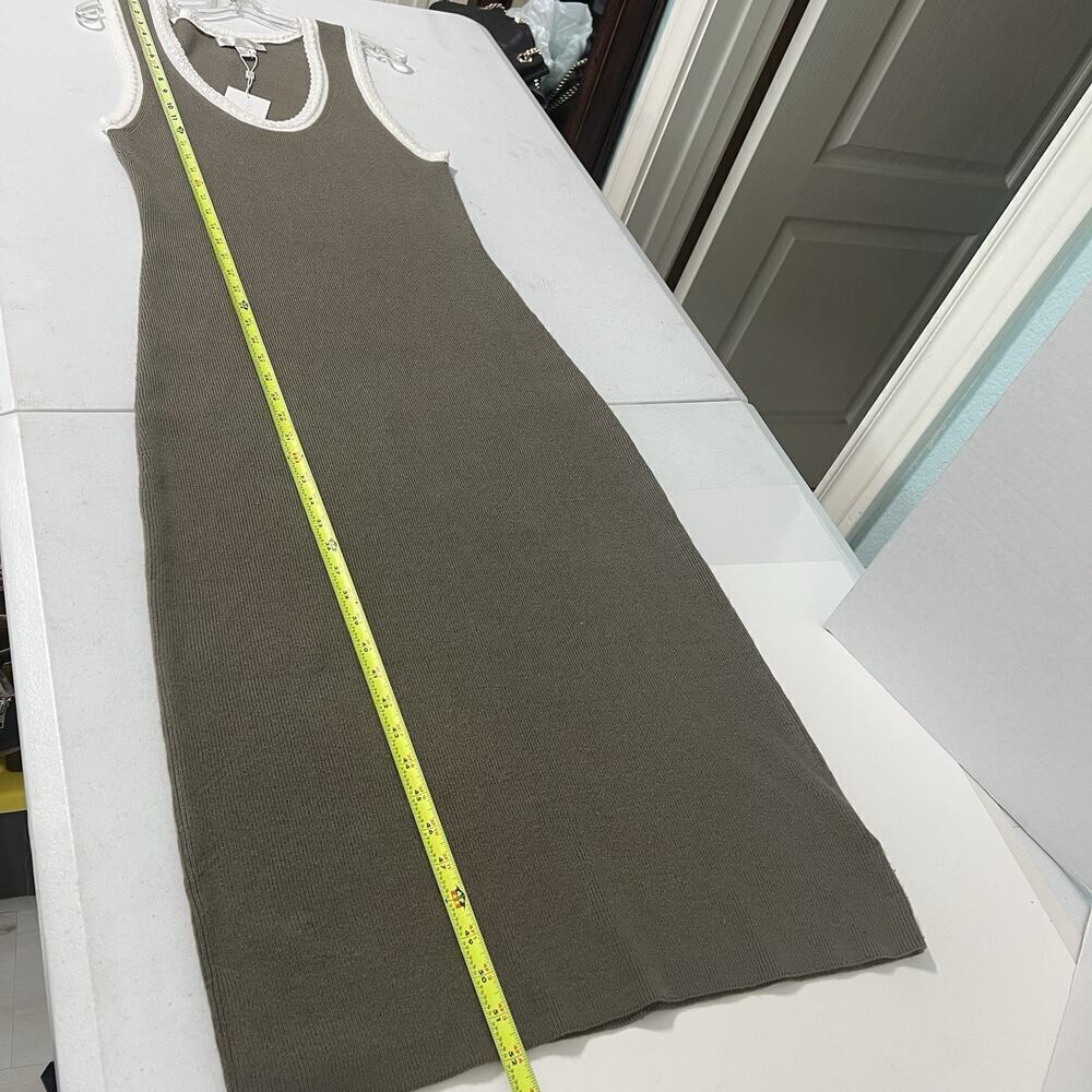 Caroline Constas Knit Maxi Dress Large Ribbed Green Minimalist Romantic NEW - Picture 10 of 11